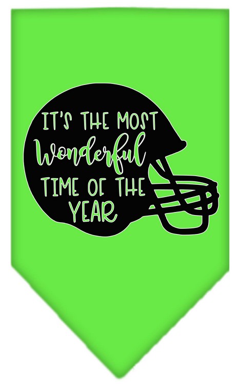 Most Wonderful Time of the Year (Football) Screen Print Bandana Lime Green Small